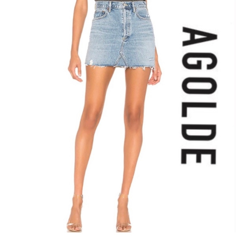 Agolde Light Blue Denim Mini Skirt